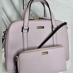 KATE SPADE Newbury Lane Felix Lavender Purple Leather Satchel Crossbody & Wallet